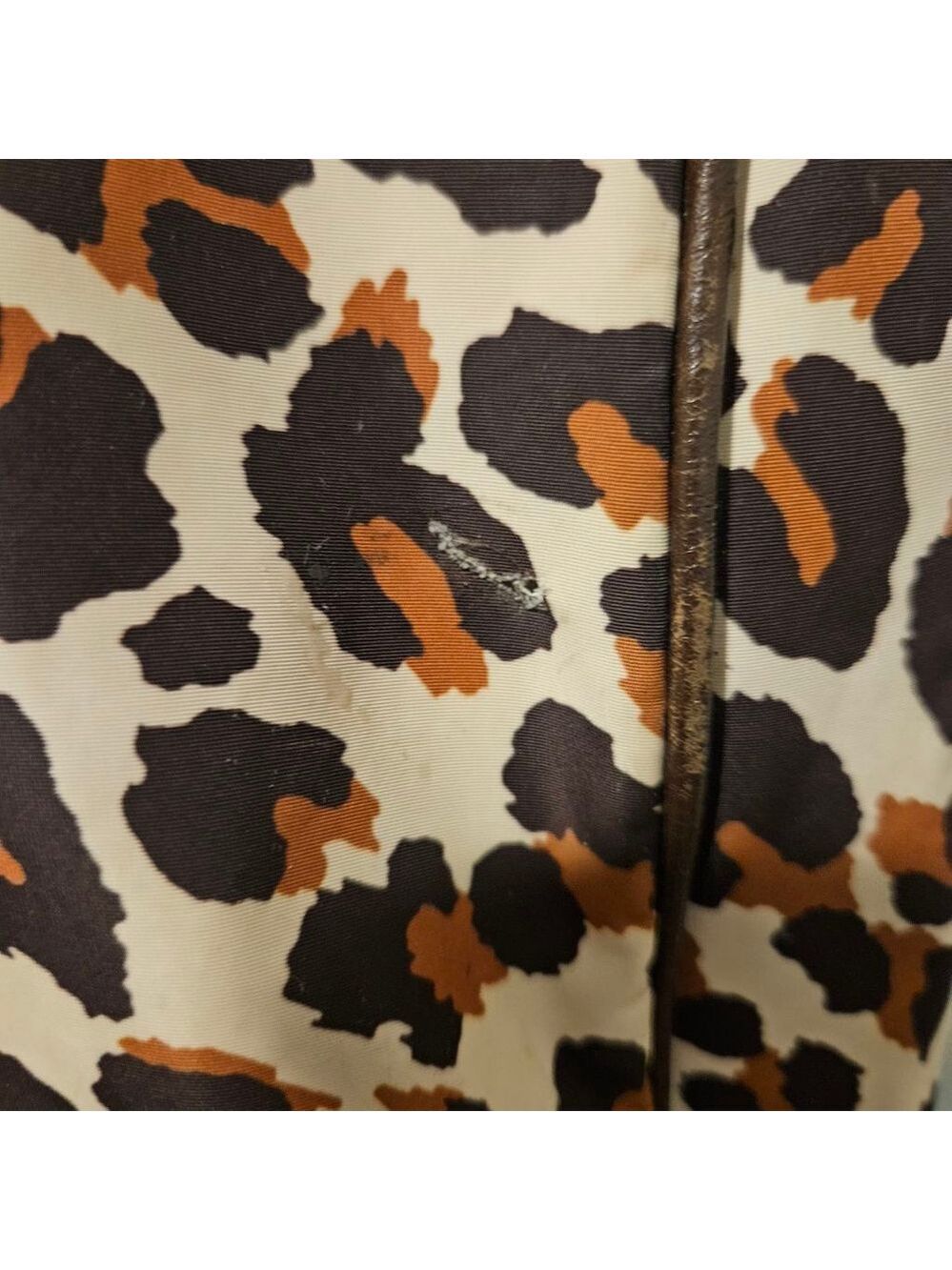 Women's Tory Burch Leopard Print Large Tote Bag Rope Handles Brown Beige - Picture 11 of 12